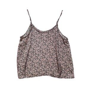 Nordstrom Rack Womens Camisole Tank Top Size XL Black Pink Floral Casual Boho